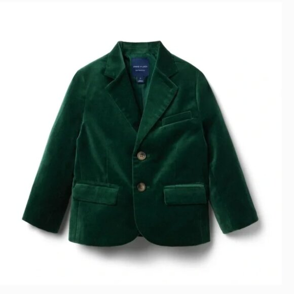 Boys Janie & Jack Velvet Blazer Suit Jacket 12-18m Emerald Green